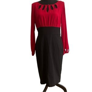 White House Black Market Red and Black Dress. Size 10